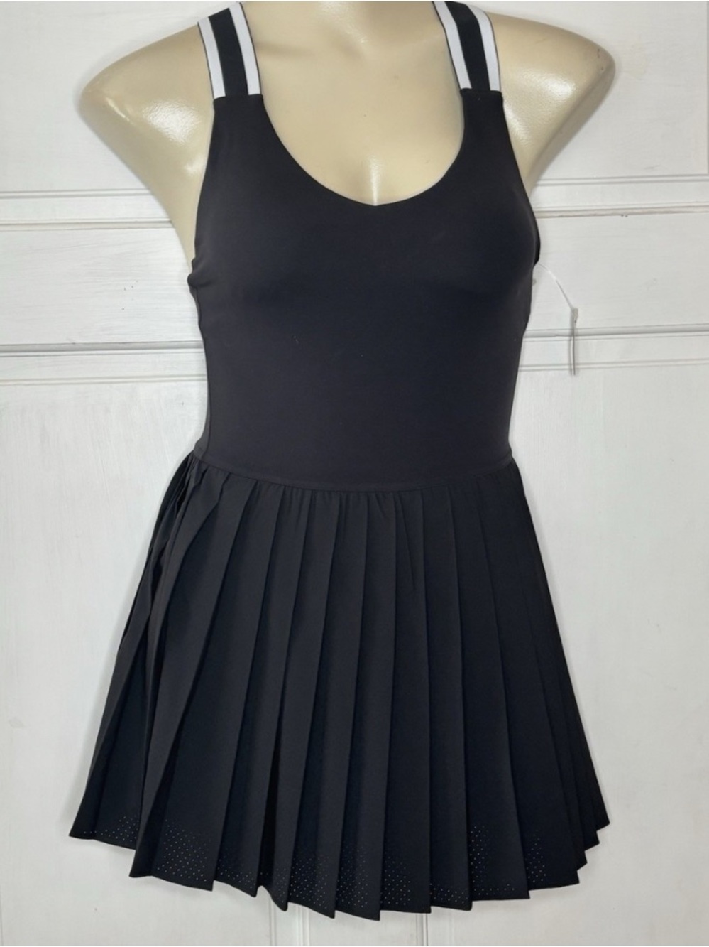 Offline by Aerie Black Pleated Mini Tennis Dress